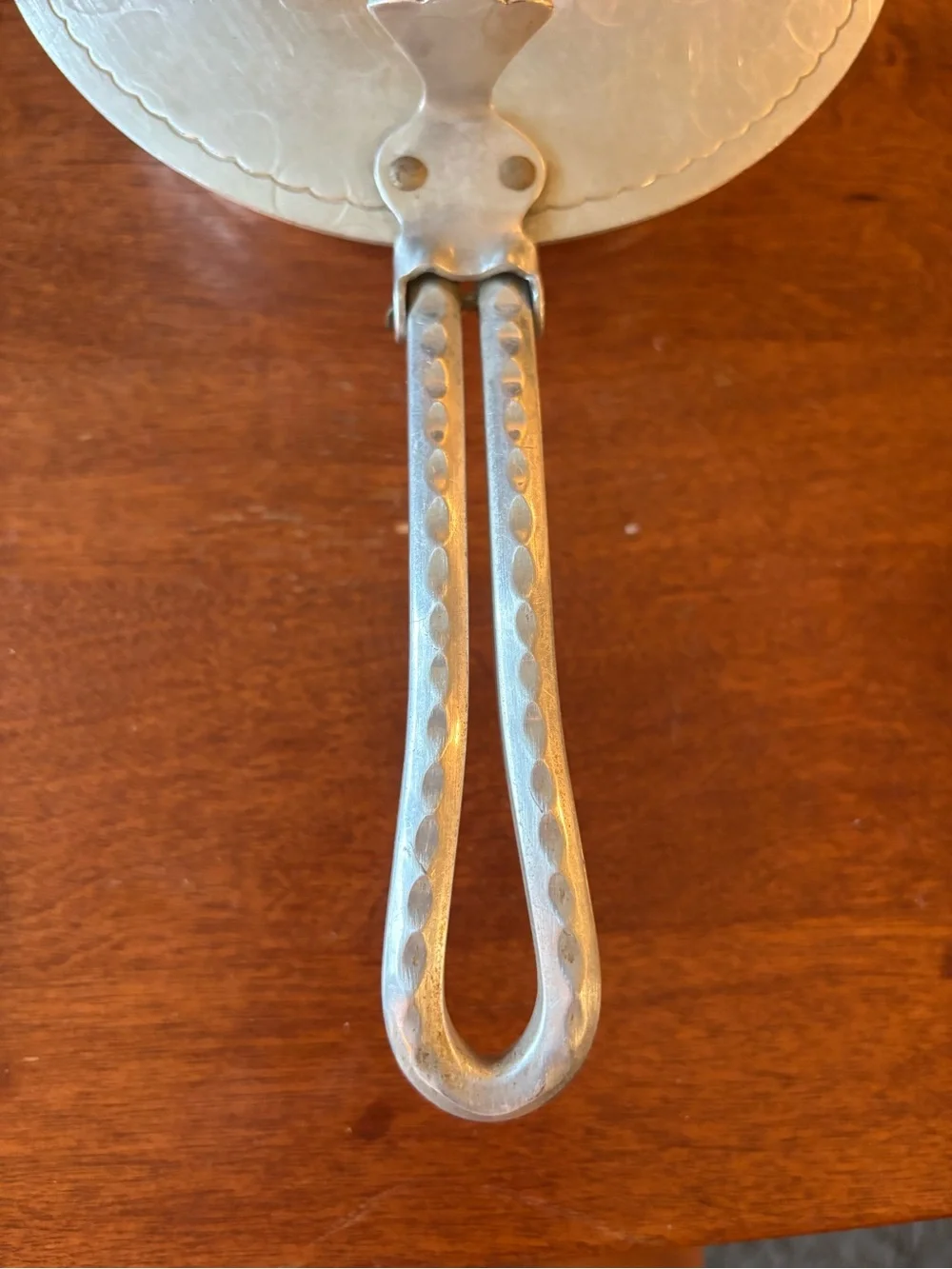 vintage hammered aluminum silent butler or crumb catcher